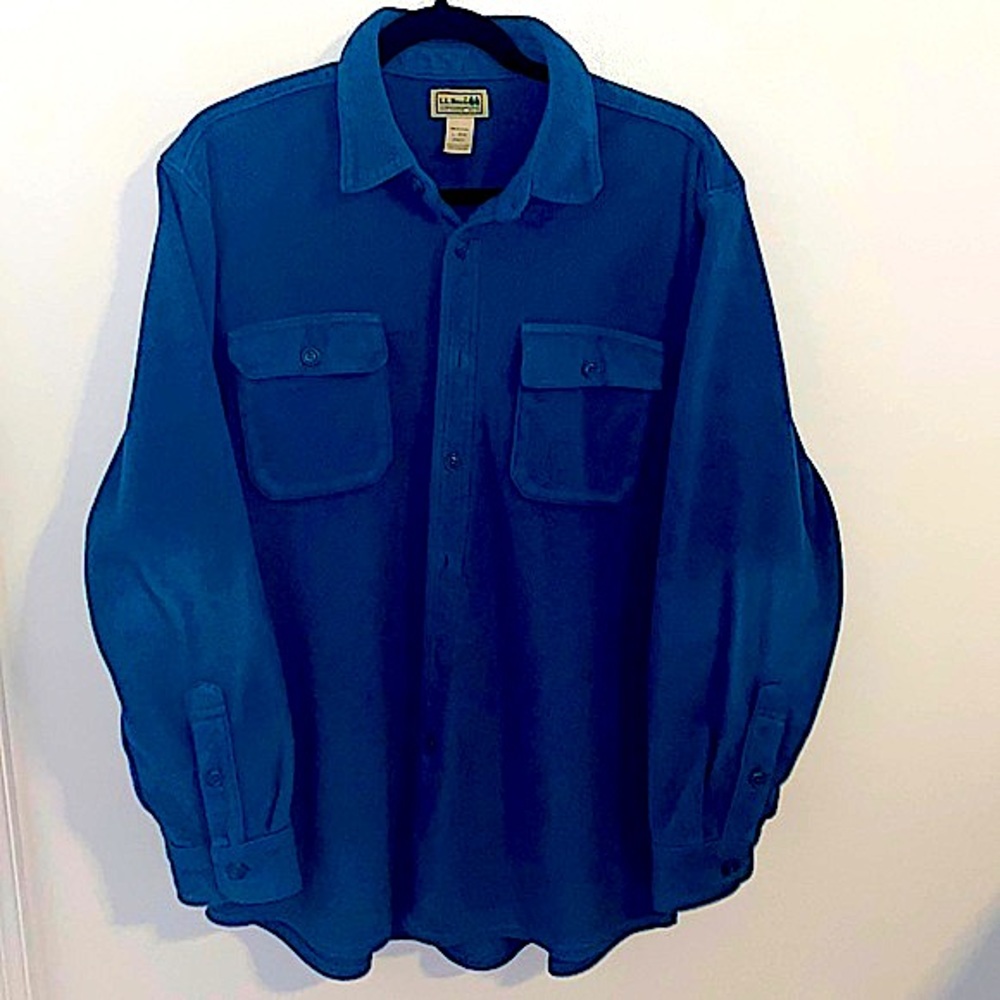 Vintage LL Bean Navy Polar Fleece Button Up Shirt